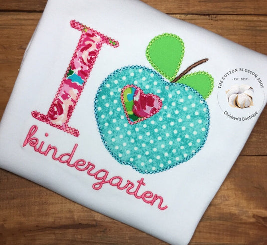 Girls back to school shirt, SHIPS FAST, girls first day of kindergarten shirt, i heart kindergarten shirt, i love kindergarten shirt