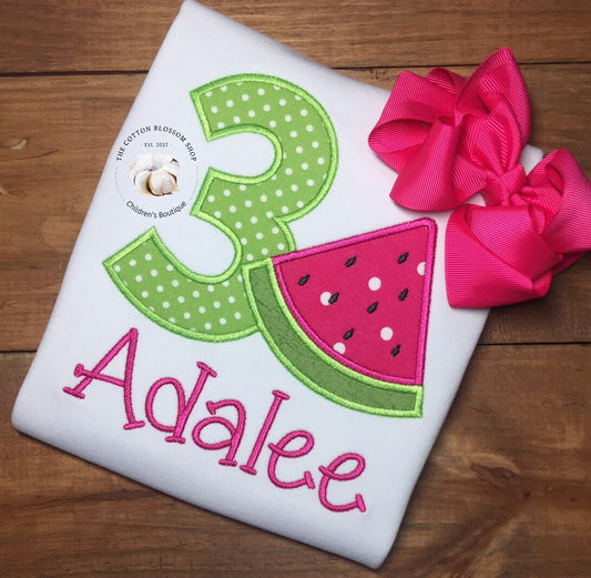 Watermelon birthday shirt, 3rd birthday watermelon birthday party shirt, watermelon birthday party, watermelon birthday number shirt