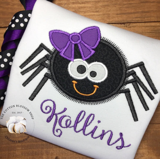 Girls spider shirt, toddler halloween shirt, girls  halloween spider shirt, girls fall shirt, girls bow spider shirt, black spider shirt