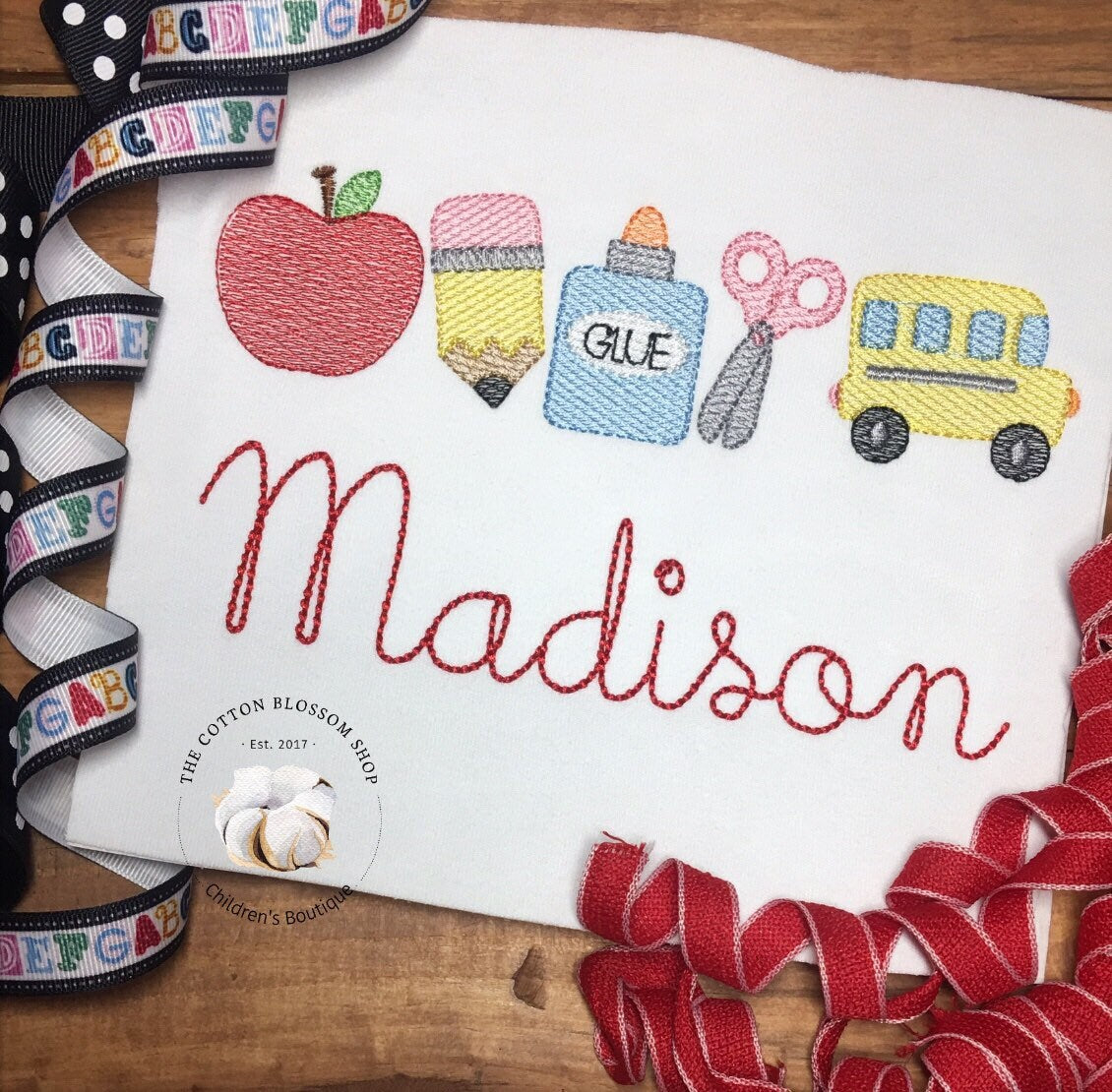 Monogrammed girls back to school shirt