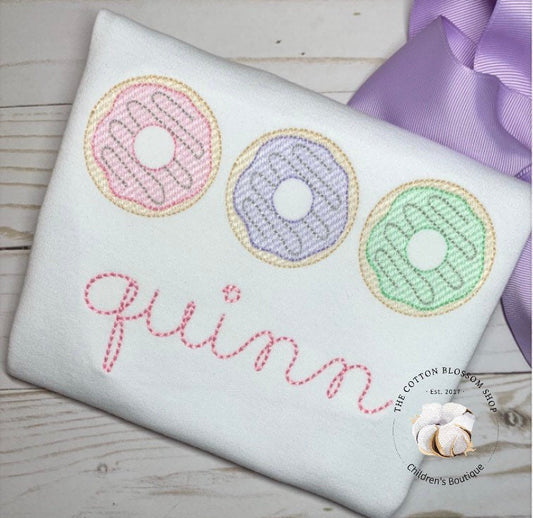 Girls donuts embroidered shirt, personalized donut shirt