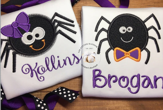 matching halloween shirts, sibling shirt set, monogrammed halloween applique shirts, matching halloween shirts