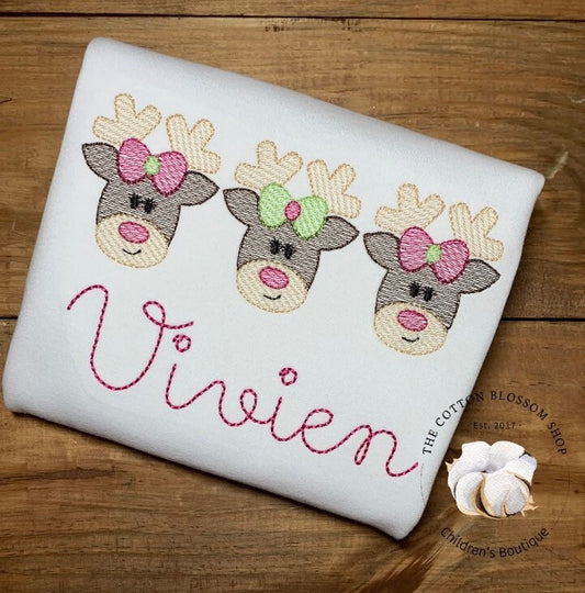 Girls reindeer Christmas shirt, personalized christmas shirt, girl reindeer christmas shirt, girl reindeer shirt with name, girls christmas