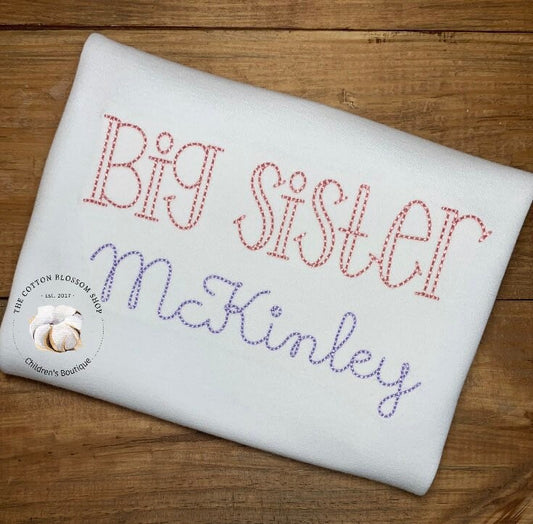 Big Sister embroidered shirt, big sister monogrammed shirt, big sister shirt, big sistr applique shirt