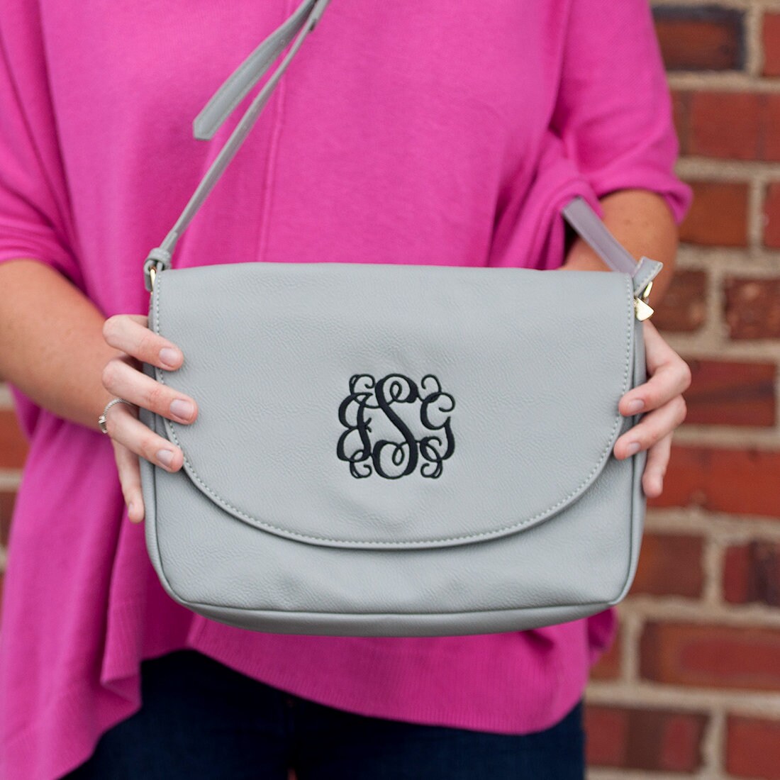 Monogrammed Cross body Purse, Monogrammed Handbag, Monogrammed purse, monogrammed grey handbag, gray, embroidered purse, cross body