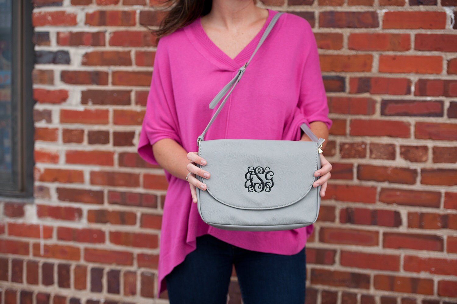 Monogrammed Cross body Purse, Monogrammed Handbag, Monogrammed purse, monogrammed grey handbag, gray, embroidered purse, cross body