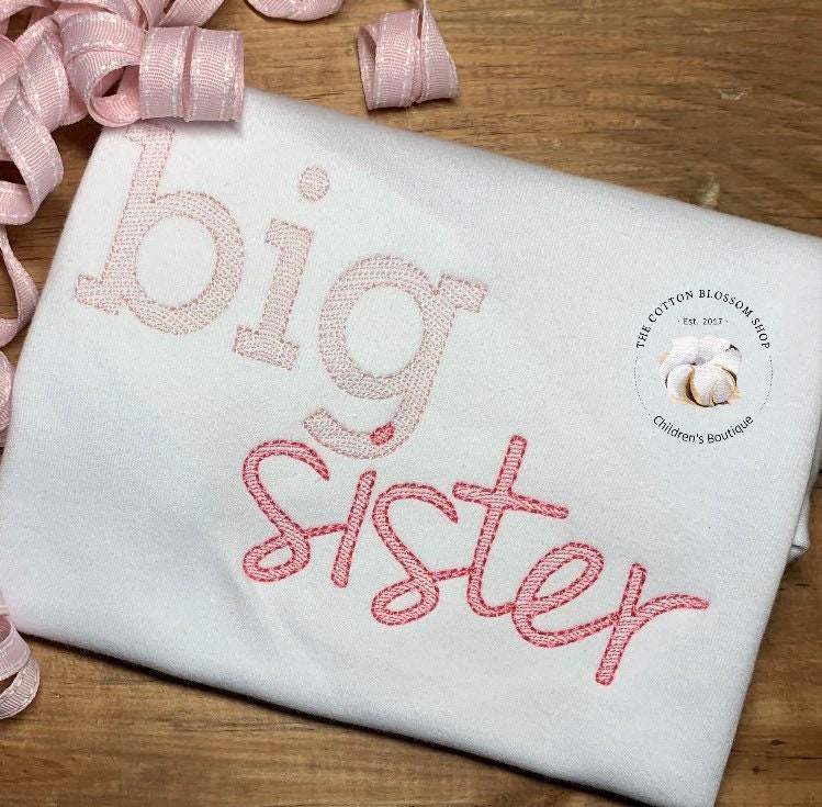 Big sister shirt, big sister pregnancy announcement shirt, big sister embroidered shirt