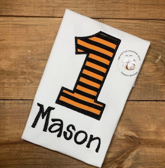 Boys 1st birthday halloween shirt, black and orange birthday shirt, birthday shirt, halloween birthday shirt