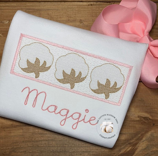 Girls Faux Smock Cotton Short, personalized, embroidered, monogrammed