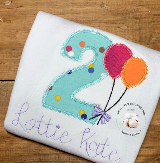 Girls 2nd Birthday Shirt - embroidered personalized shirt