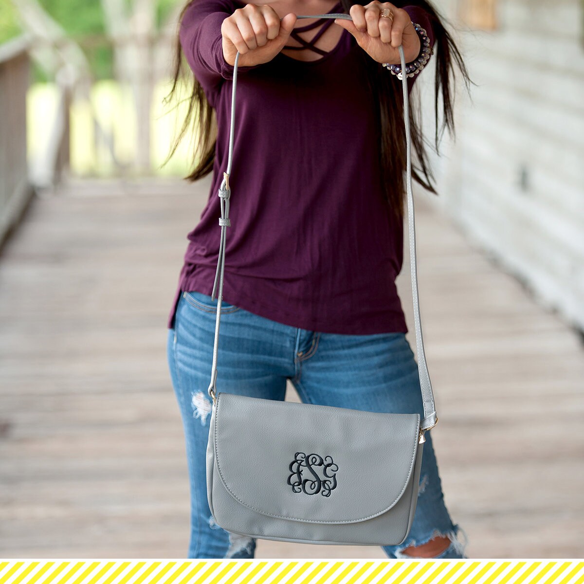 Monogrammed Cross body Purse, Monogrammed Handbag, Monogrammed purse, monogrammed grey handbag, gray, embroidered purse, cross body