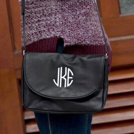 Monogrammed Cross body Purse, Monogrammed Handbag, Monogrammed purse, monogrammed black handbag, black, embroidered purse, cross body