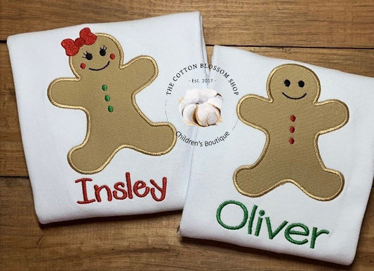 Brother and Sister Matching Christmas shirts, personalized christmas shirt,christmas shirt,gingerbread girl shirt, gingerbread boy shirt