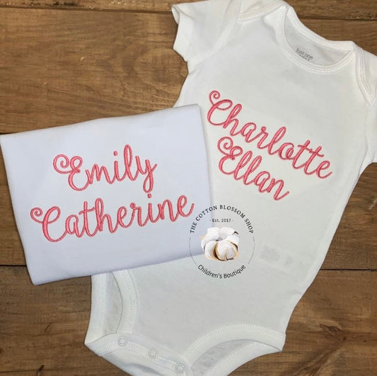 Girls monogrammed name shirt, girls embroidered name shirt, girls personalized name shirt