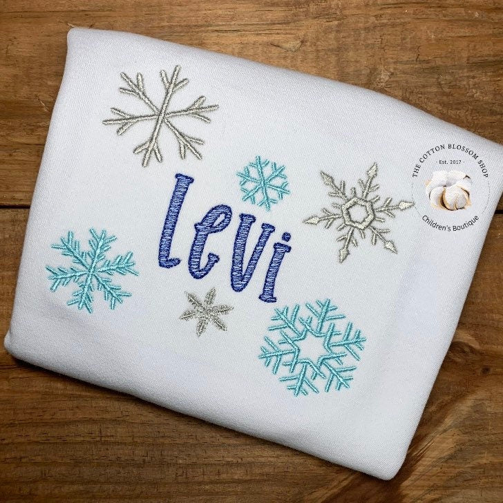 Boys Snowflakes personalized embroidered shirt