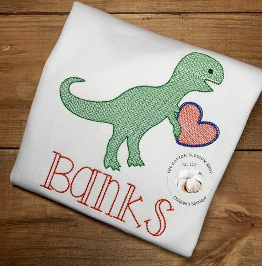 Boys Valentine's Day Dinosaur Sketch Shirt