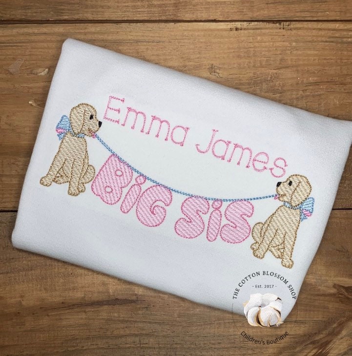 Girls Big Sister Embroidered Monogrammed shirt