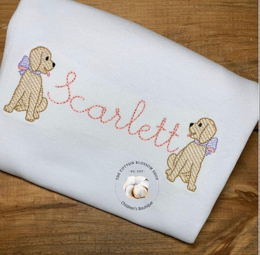 Girls  Puppy Dog Embroidered Monogrammed shirt
