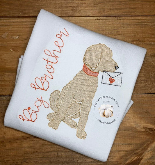 Boys BIG BROTHER puppy dog embroidered valentines shirt, boys valentines puppy dog shirt. boys valentine shirt, boys appliqué shirt, boys va
