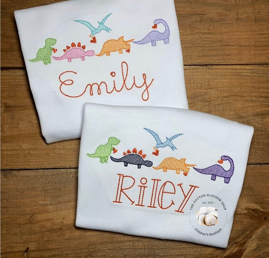 Brother and sister matching Valentines shirts, matching valentines appliqué shirts, brother sister matching valentines shirts, dino Shirts