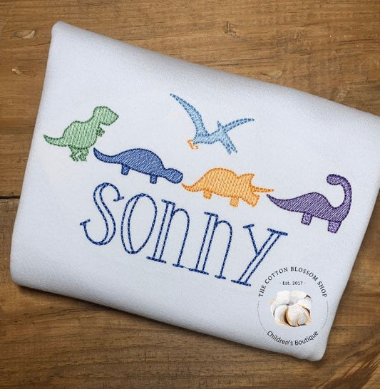 Boys Dinosaur Sketch Shirt, Boys Personalized Dinosaur Shirt