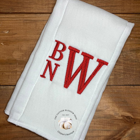 Baby boys stacked monogrammed burp cloth - boys monogrammed baby shower gift - boys monogrammed burp cloth - stacked monogrammed burp cloth