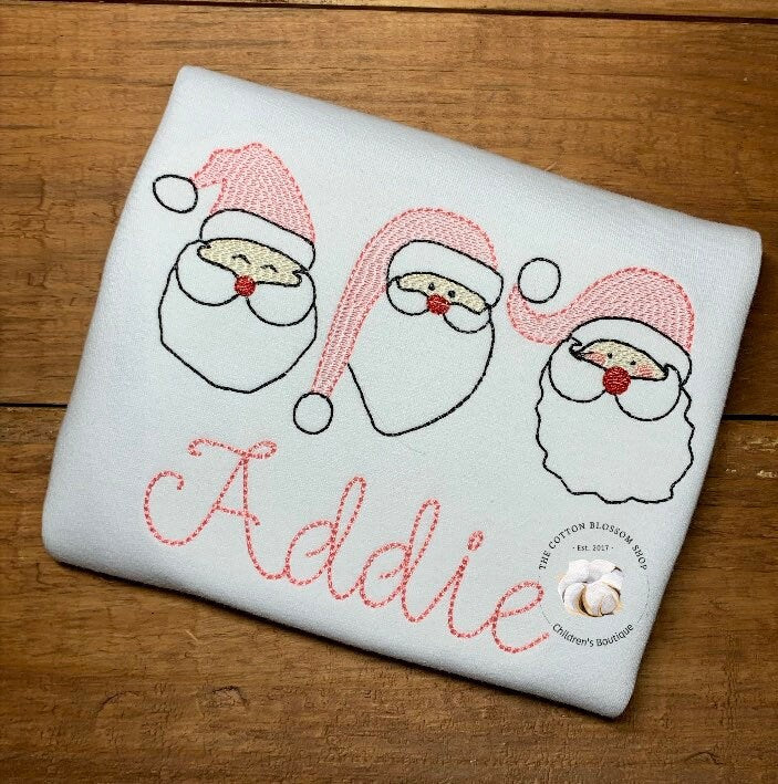 Girls Christmas Santa Shirt - appliqué shirt, Santa Claus Shirt, christmas personalized shirt,girls monogrammed christmas