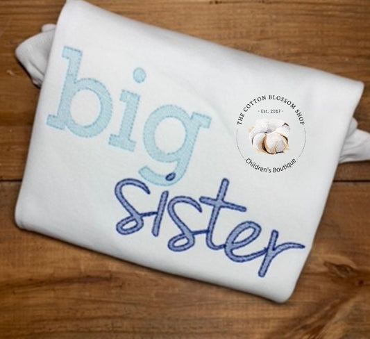 Big sister shirt, big sister pregnancy announcement shirt, big sister embroidered shirt, baby brother shirt