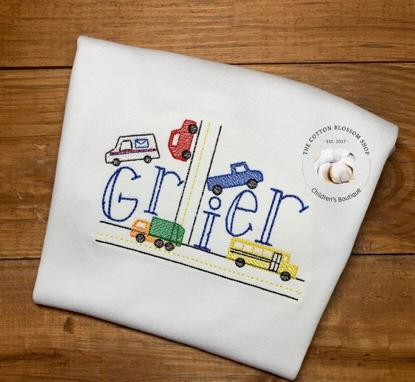 Boys Vehicles Personalized Shirt