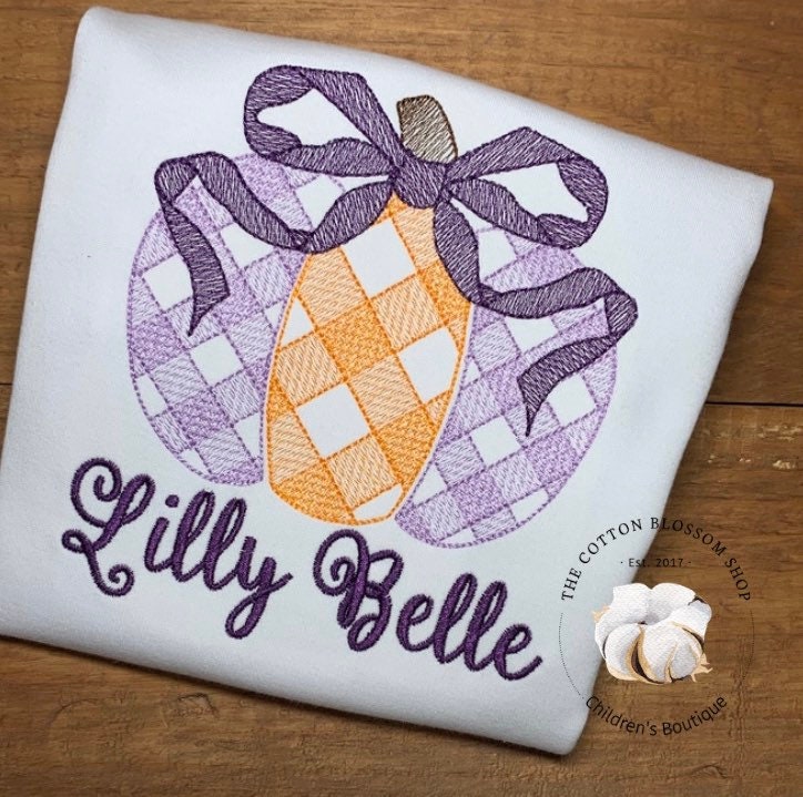 Girls personalized pumpkin shirt, embroidered pimpkin shirt