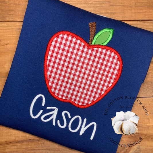 Boys back to school shirt, gingham, first day of school shirt, boys back to school shirt, boys gingham apple shirt, first day kindergarten