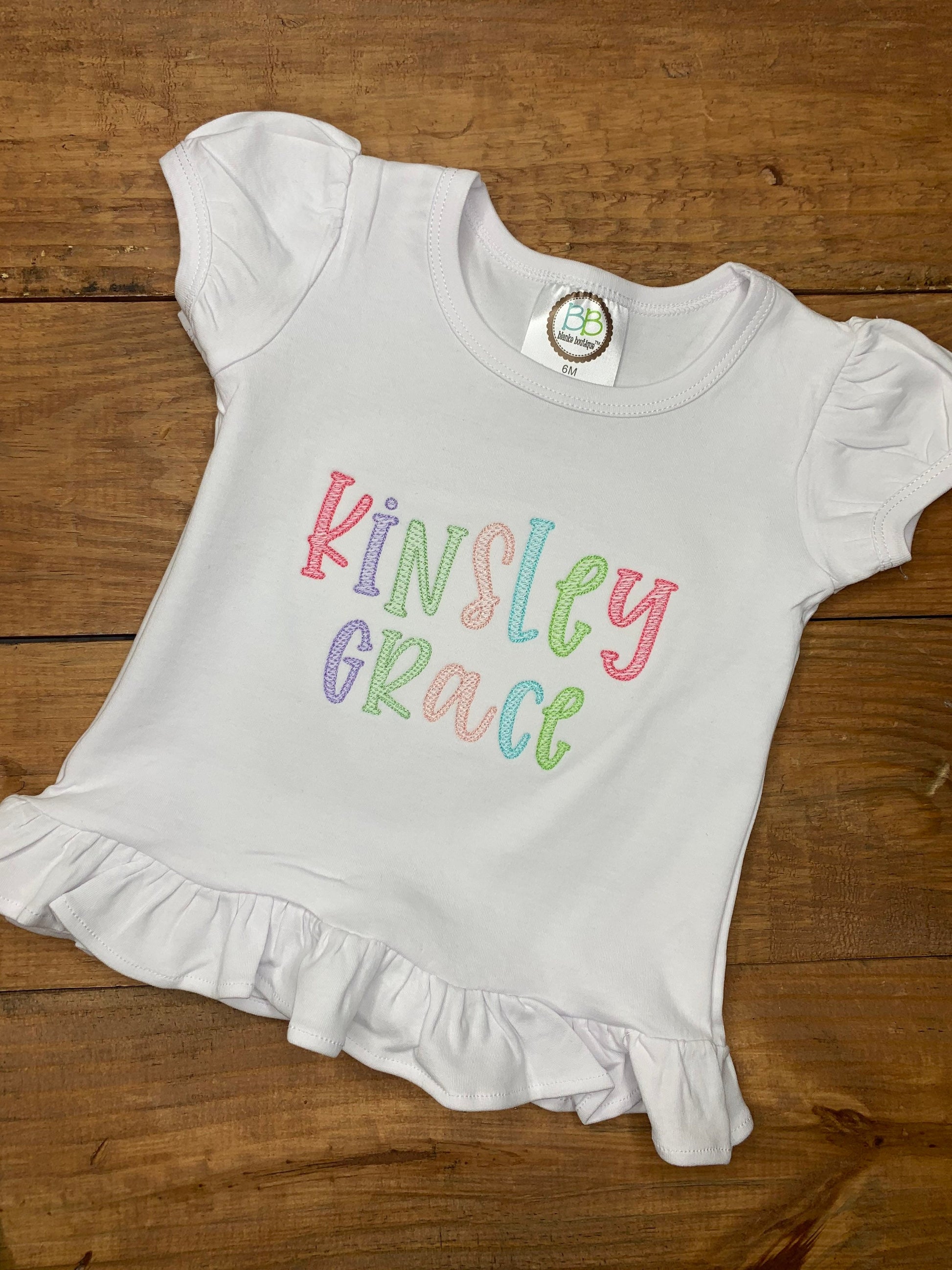 Girls embroidered personalized shirt, girls monogrammed shirt, baby girls