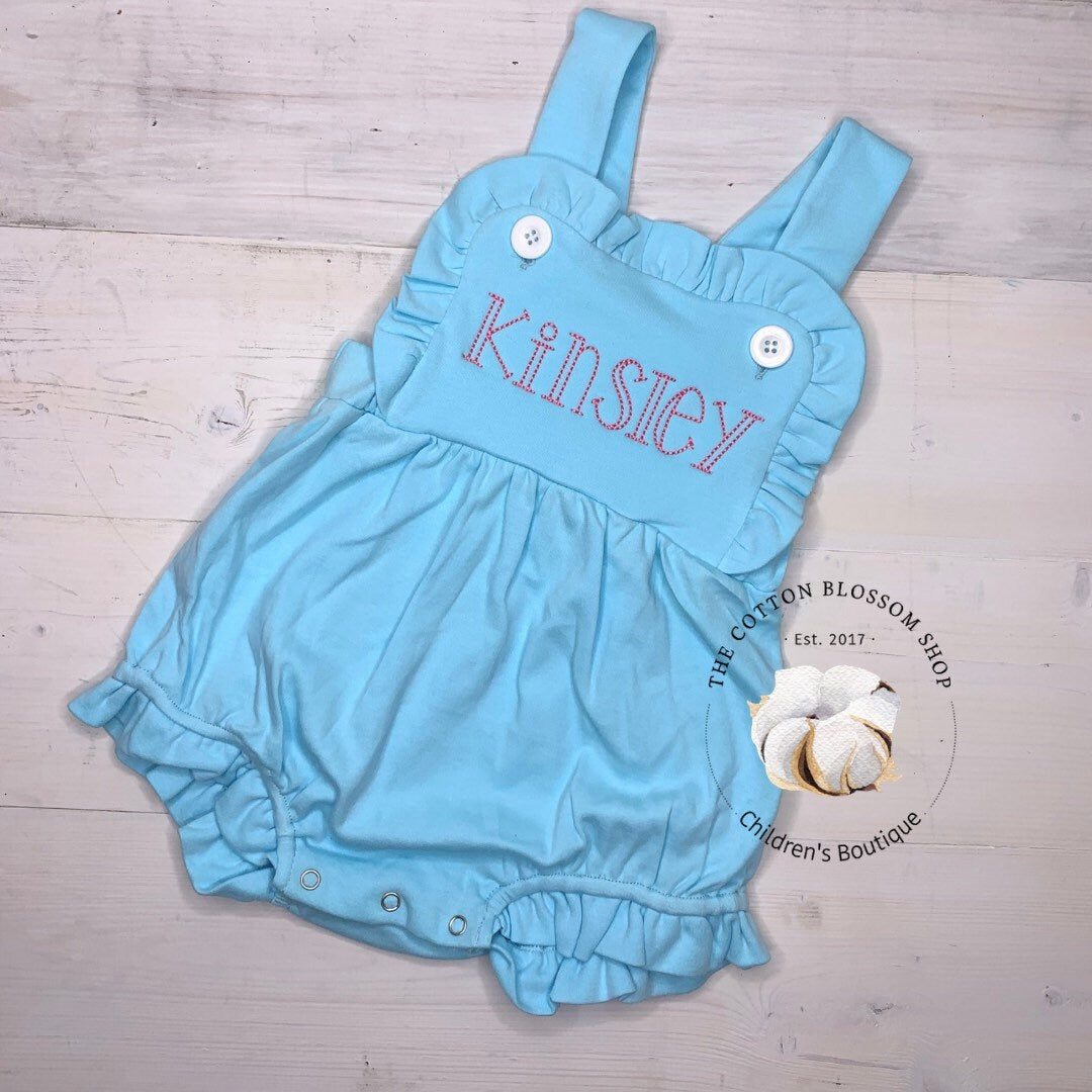 Girls monogrammed bubble, monogrammed sunsuit