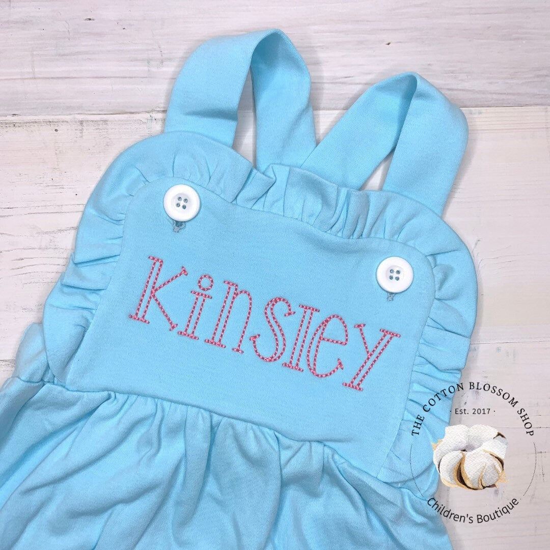 Girls monogrammed bubble, monogrammed sunsuit