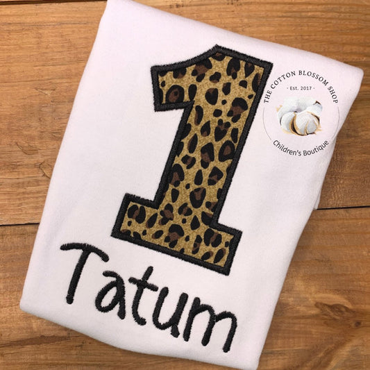 girls cheetah print birthday shirt, girls leopard print birthday shirt, any number