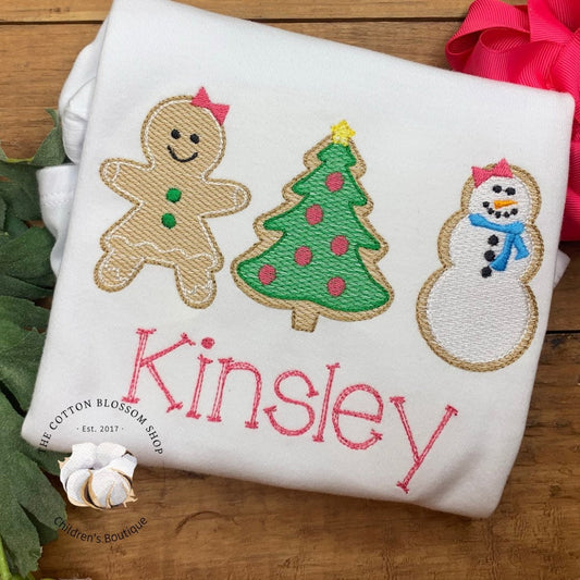 Christmas Cookies - monogrammed shirt, - girls
