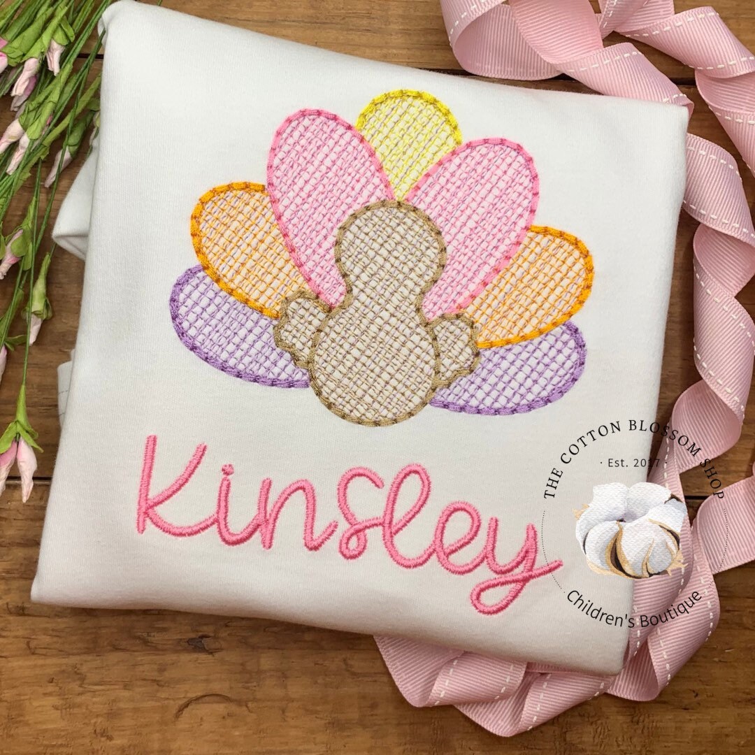 Girl's Thanksgiving shirt, girls thanksgiving turkey shirt, monogrammed turkey shirt, thanksgiving outfit, thanksgiving applique
