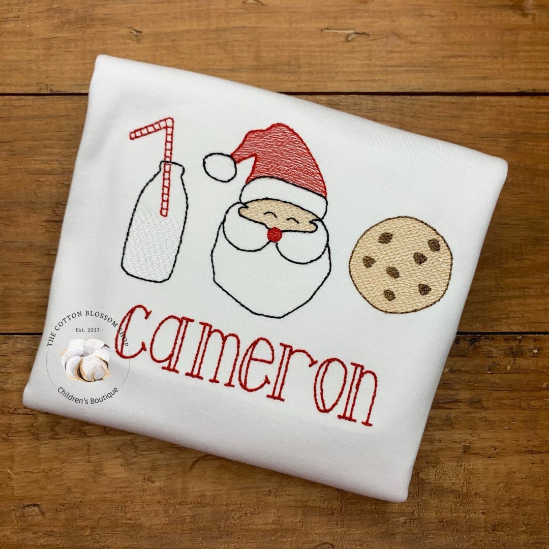 Santa Cookies and Milk - monogrammed shirt - boys