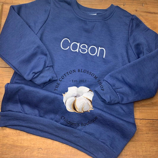 Boys Monogrammed sweatshirt, blue monogram, baby boys sweatshirt, toddler sweatshirt