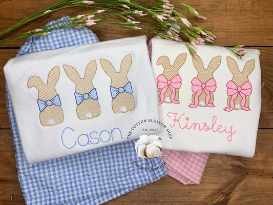 Brother and sister matching Easter outfit, sibling shirt set, Bunny personalized Shirt, girls easter shirt, easter shirt, embroidered, bunny