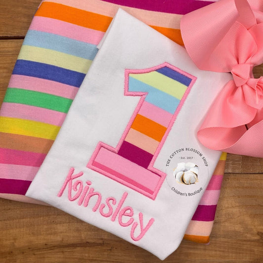 Girls Rainbow Birthday Shirt - Any Number