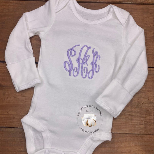 Baby girls monogrammed coming home outfit, embroidered