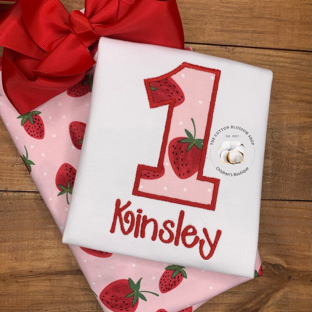 Girls 1st birthday strawberry birthday shirt, first birthday shirt, strawberry birthday shirt