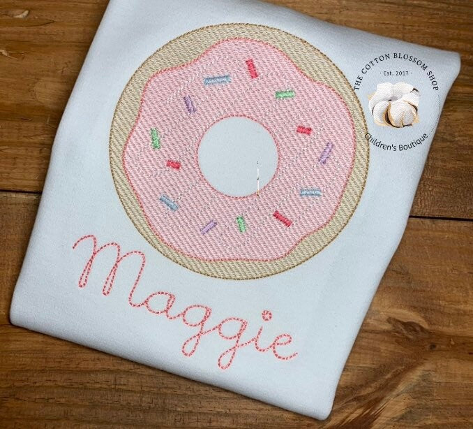 Girls donuts embroidered shirt, personalized donut shirt