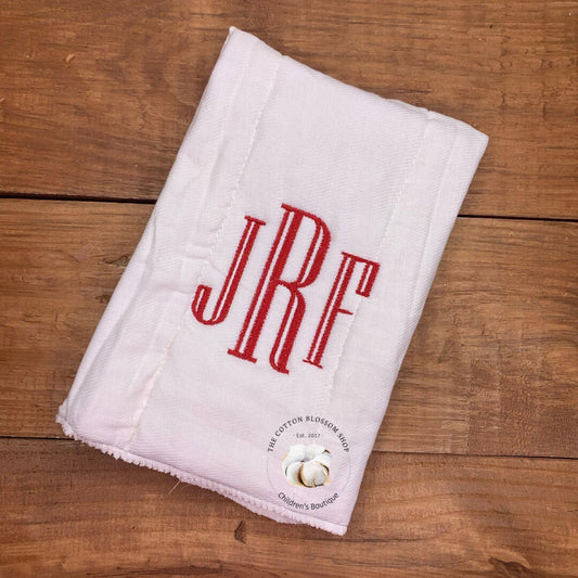 Baby boys stacked monogrammed burp cloth - boys monogrammed baby shower gift - boys monogrammed burp cloth - stacked monogrammed burp cloth