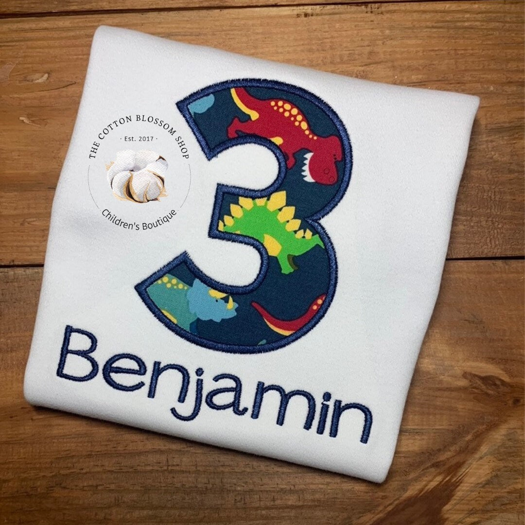 Dinosaur birthday shirt, 3rd birthday dinosaur short, dinosaur applique birthday shirt, dinosaur shirt, dinosaur birthday party shirt, dinos