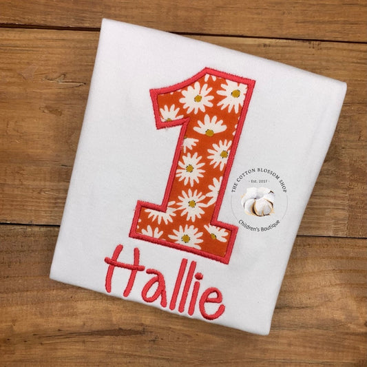 Girls 1st birthday daisy birthday shirt, first birthday shirt, daisies birthday shirt