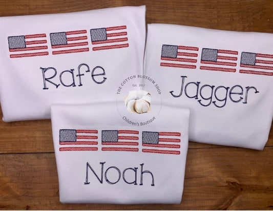 Boys or girls appliqué American Flag Monogrammed shirt - Boys 4th of July Shirt - personalized patriotic shirt, girls 4th of July shirt,