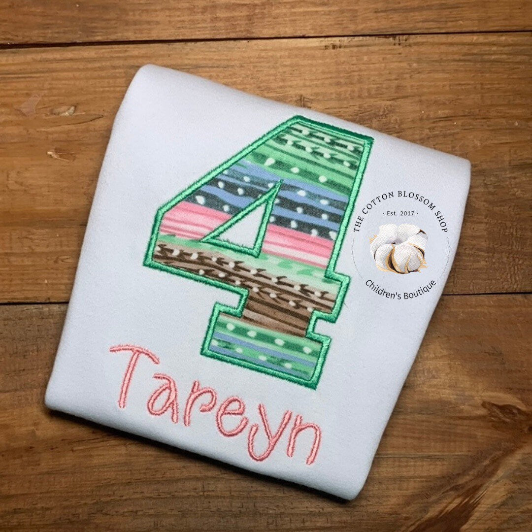 Girls cactus desert birthday shirt, 4th birthday cactus birthday outfit, girls birthday shirt, cactus desert birthday shirt, applique shirt