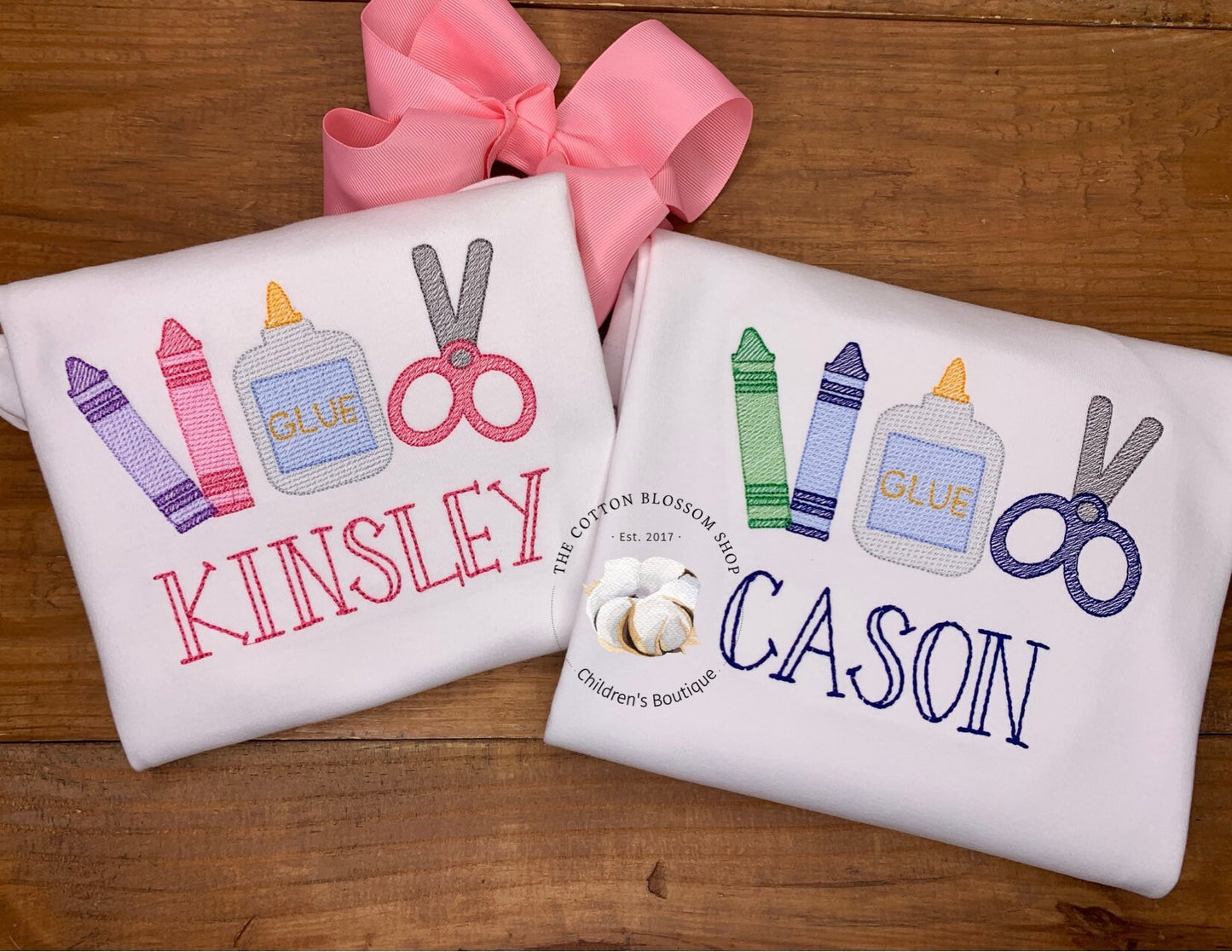 Brother and sister matching Back to School shirt set, sibling shirt set, monogrammed school supplies, matching first day of school shirt
